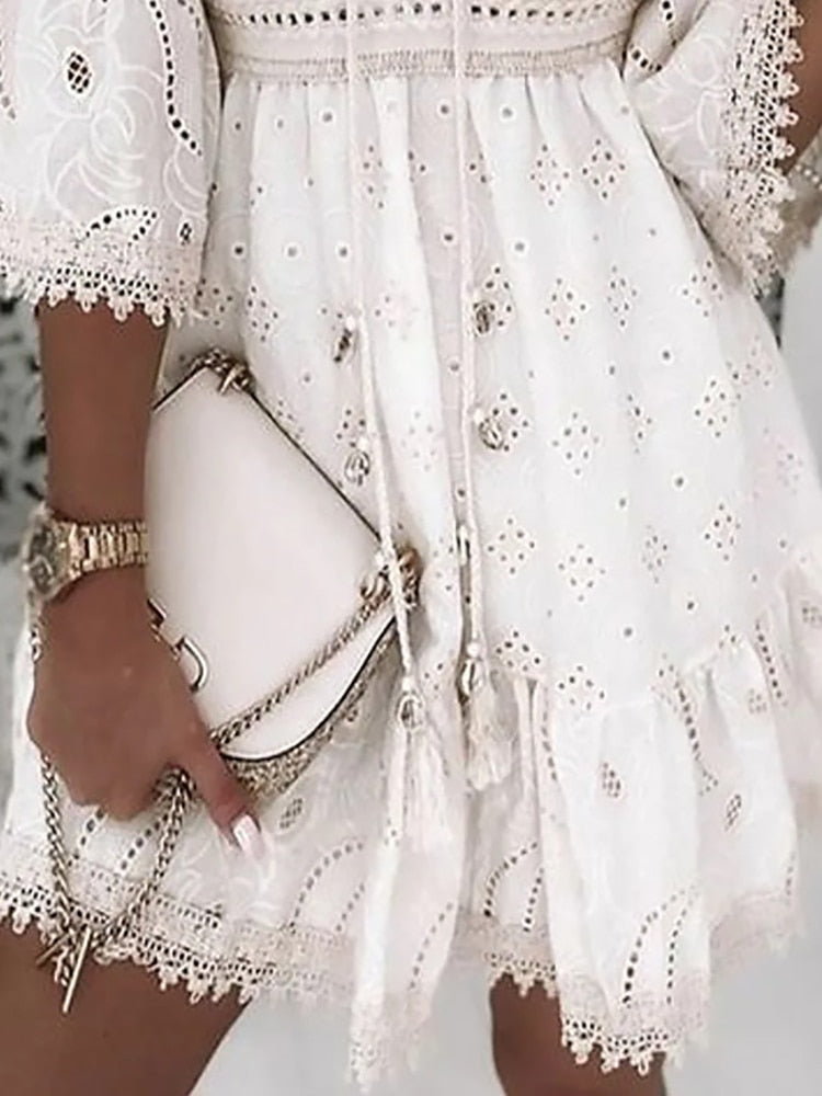 Lune London | Half Sleeve Boho Style Lace Dress Summer Dress