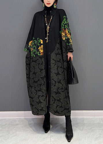 Amarae | Oversized black hooded sweatshirts Printed patchwork dresses