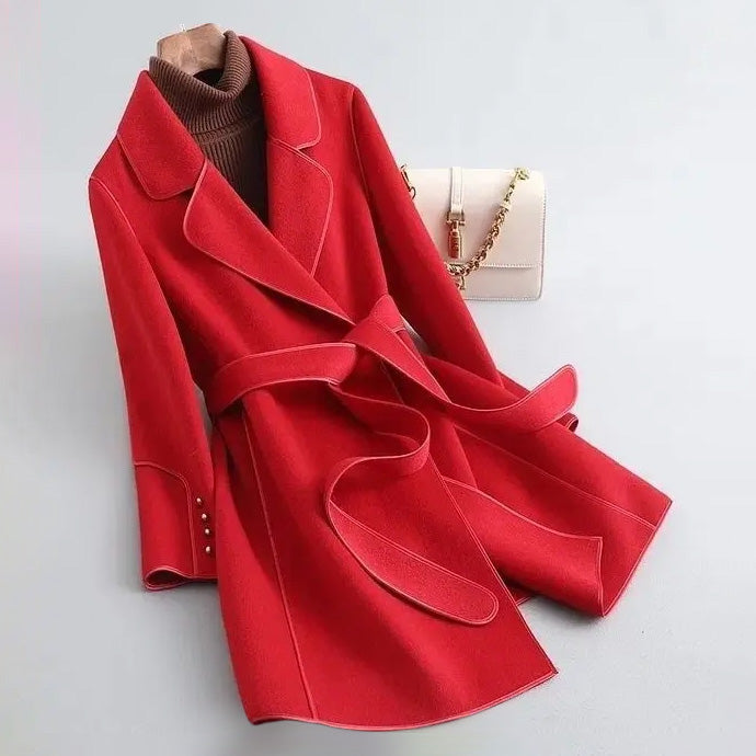 Amarae | Slim Fit Coat - Buckle Wrap Style Knee-Length Winter Coat