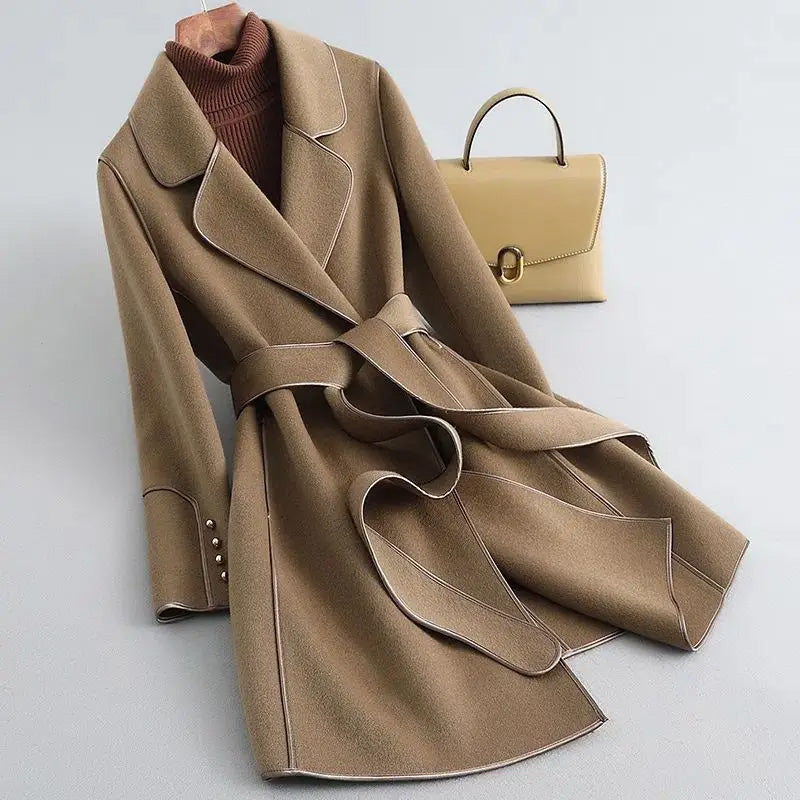 Amarae | Slim Fit Coat - Buckle Wrap Style Knee-Length Winter Coat