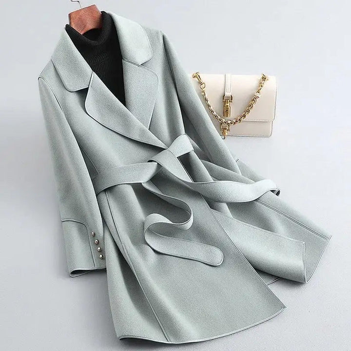 Amarae | Slim Fit Coat - Buckle Wrap Style Knee-Length Winter Coat