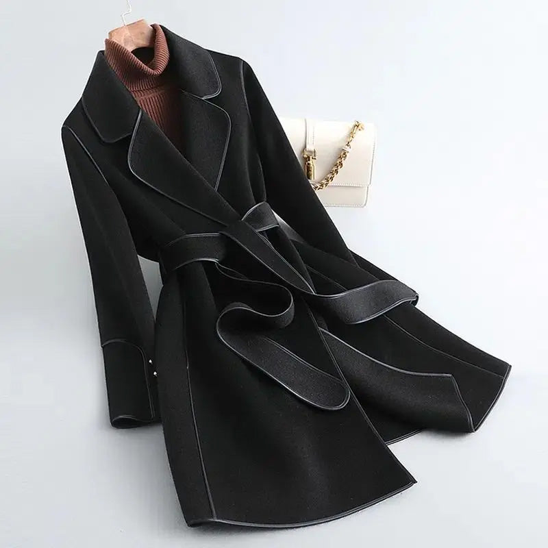 Amarae | Slim Fit Coat - Buckle Wrap Style Knee-Length Winter Coat