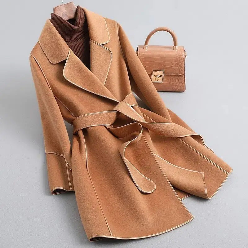 Amarae | Slim Fit Coat - Buckle Wrap Style Knee-Length Winter Coat
