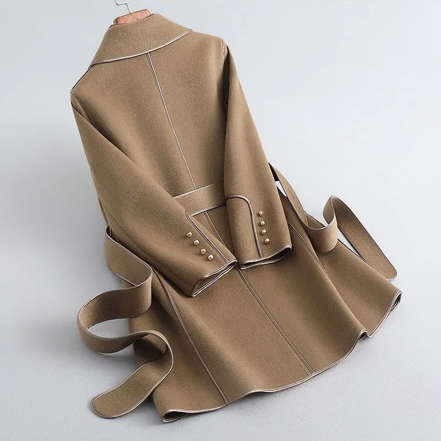 Amarae | Slim Fit Coat - Buckle Wrap Style Knee-Length Winter Coat