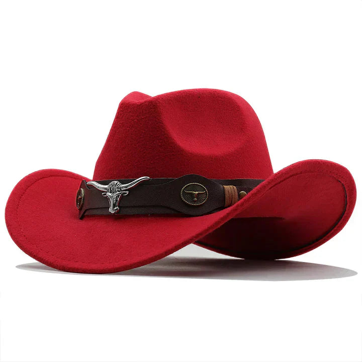 Lune London | Western-style felt hat with bull buckle band