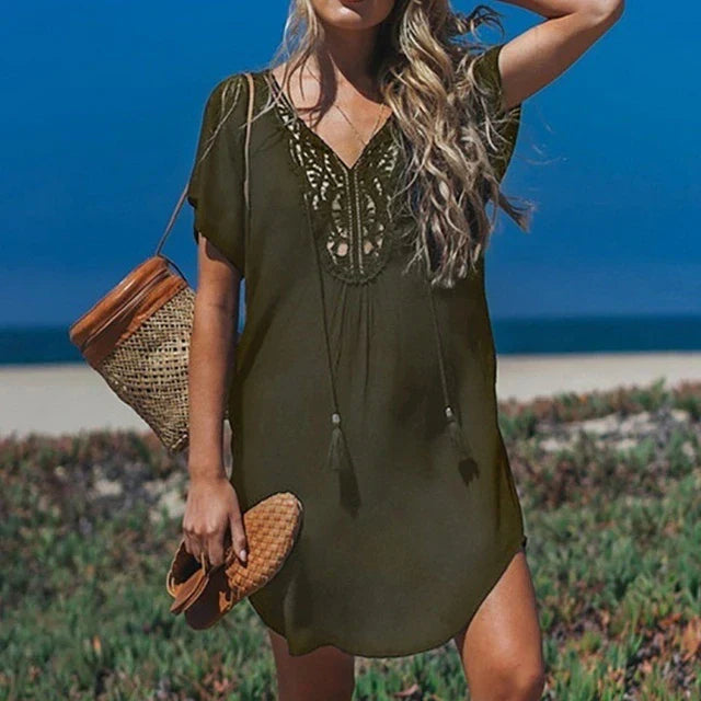 Lune London | Beach cover-up with V-neck and lace for women