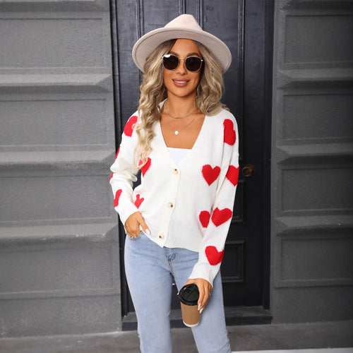 Knitted jacket for women with heart pattern Amarae