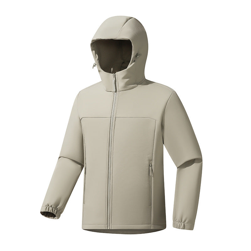 Men's Lightweight Softshell Jacket with Hood, wind and water-resistant surface and zippered pockets Amarae