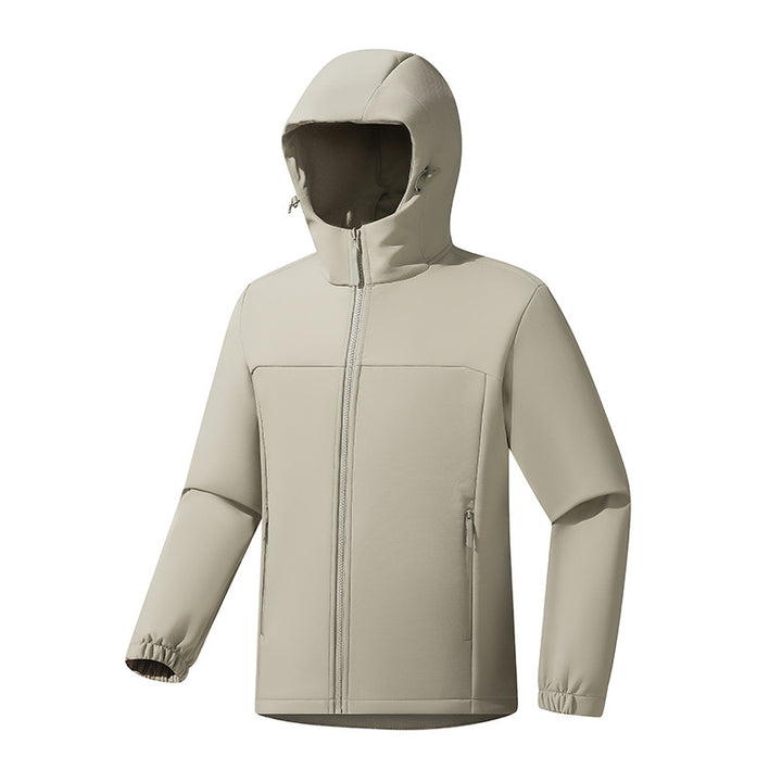 Men's Lightweight Softshell Jacket with Hood, wind and water-resistant surface and zippered pockets Amarae