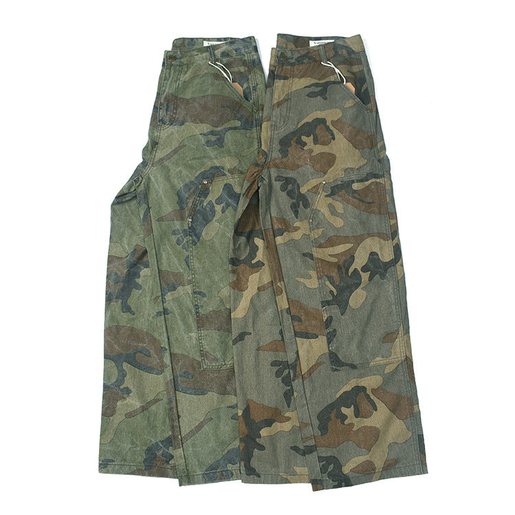 Cargo pants for women with multifunctional pockets and modern camouflage design Lune London