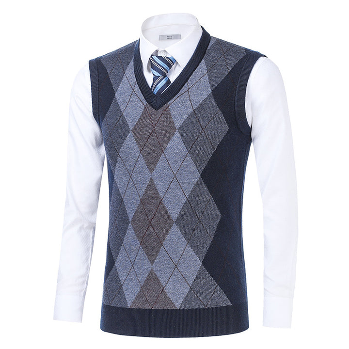 Elegant argyle knit vest for men Lune London