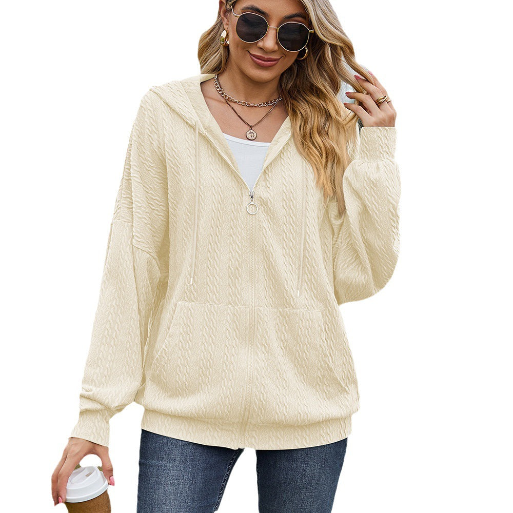 Ladies Oversized Hoodie with Textured Pattern and Practical Pockets Lune London