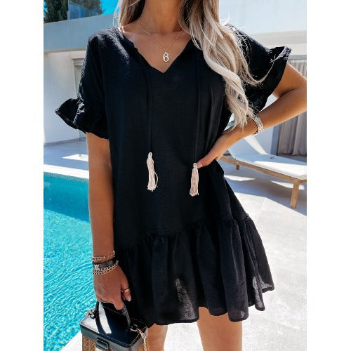 Lune London Summer ruffled dress for women with drawstring