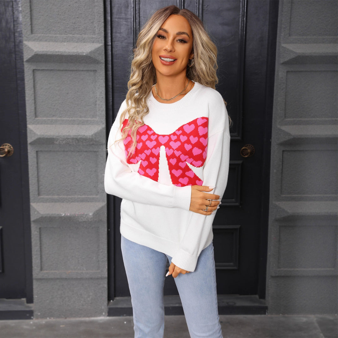 Pull décontracté pour femmes avec motif de cœur et larges manches Chic & Stil