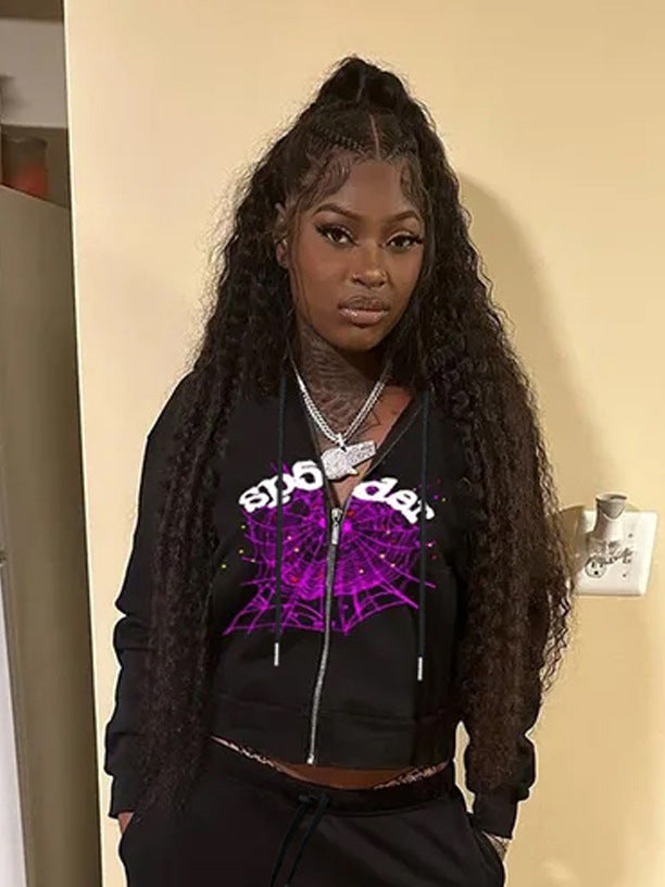 Women’s hoodie with a unique spider web design and a catchy graphic print Lune London