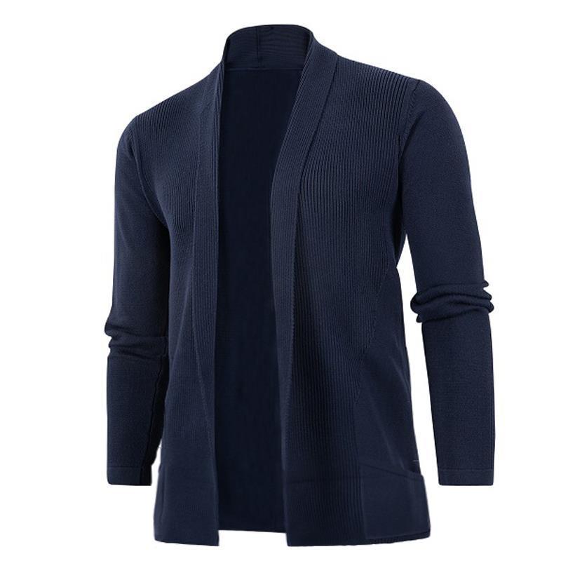 Casual knitted jacket for men with open collar and elegant ribbed design Lune London