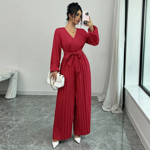 Women’s jumpsuit with pleats and belt Amarae
