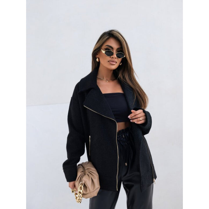 Veste en laine élégante et chaude pour dames avec fermeture éclair asymétrique Chic & Stil