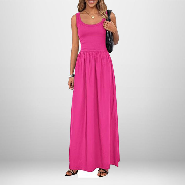Robe maxi pour femmes en tissu coton doux et taille élastique coupe Chic & Stil