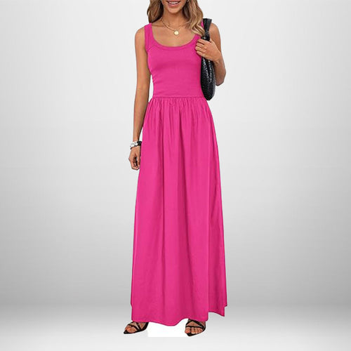 Robe maxi pour femmes en tissu coton doux et taille élastique coupe Chic & Stil