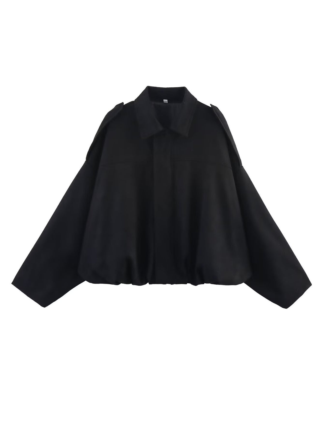 Women’s Oversized Cropped Jacket with Balloon Hem and Shoulder Cutouts Amarae