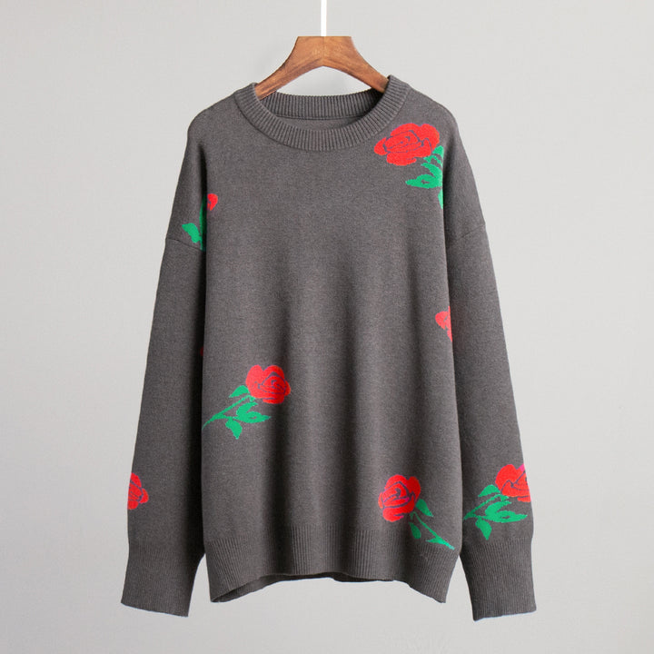 Ladies soft knitted sweater with floral pattern Lune London