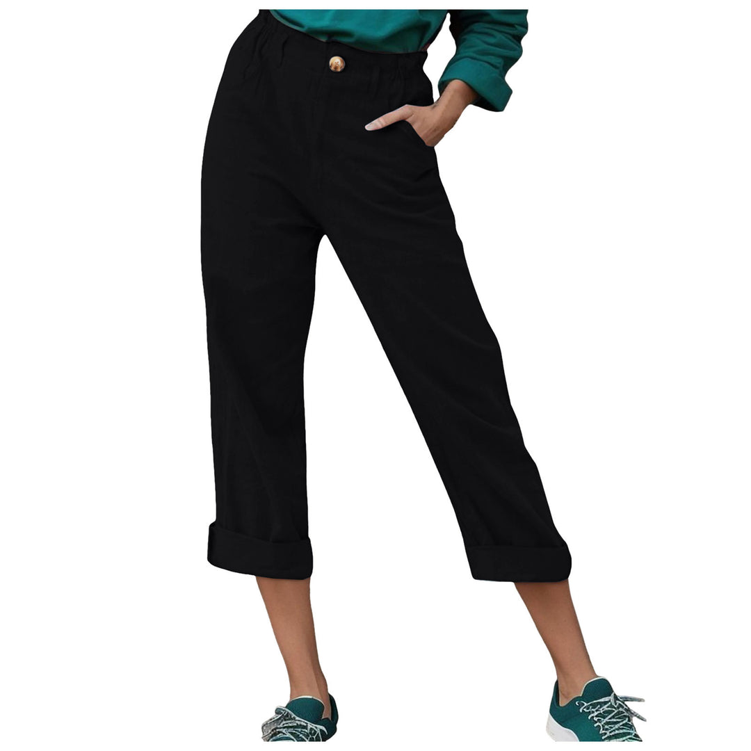 Women Comfortable High-Waisted Linen Harem Pants Lune London
