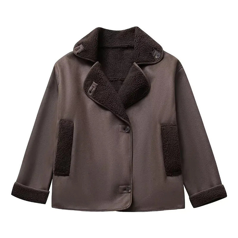 Synthetic leather jacket for women with plush lining Lune London