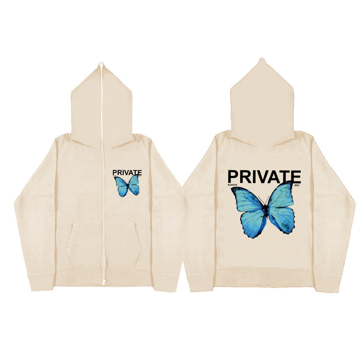 Women's fleece hoodie with colorful butterfly design Lune London