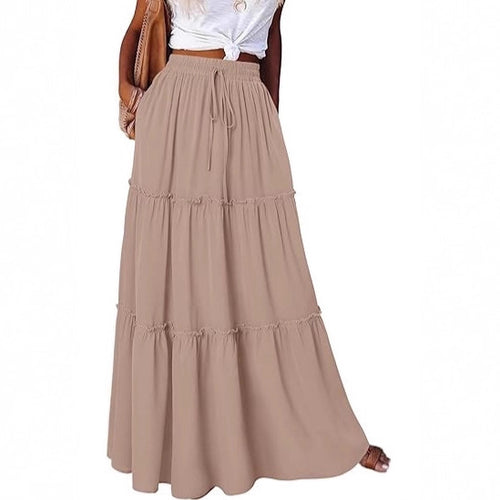 Jupe maxi aérienne pour femmes avec détails de volants Chic & Stil