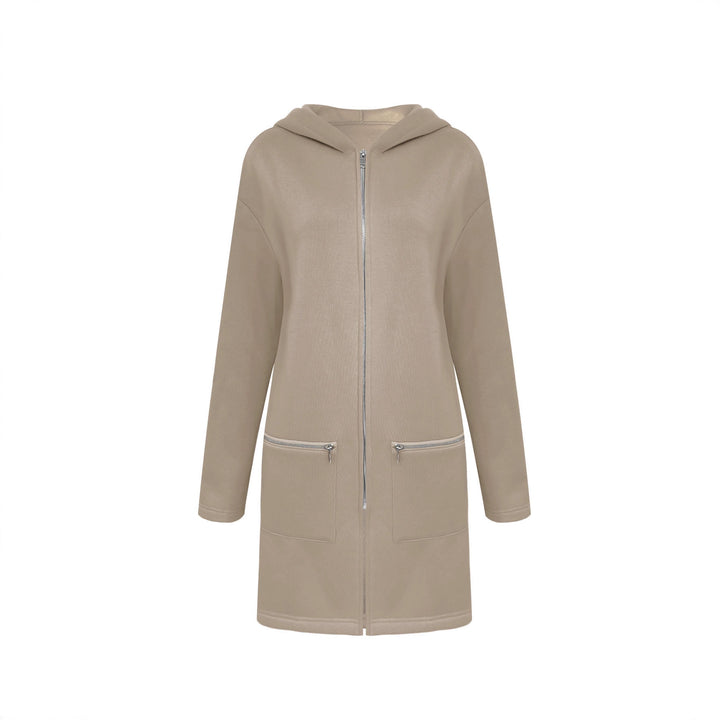 Casual long jacket for women with practical zipper and side pockets Lune London