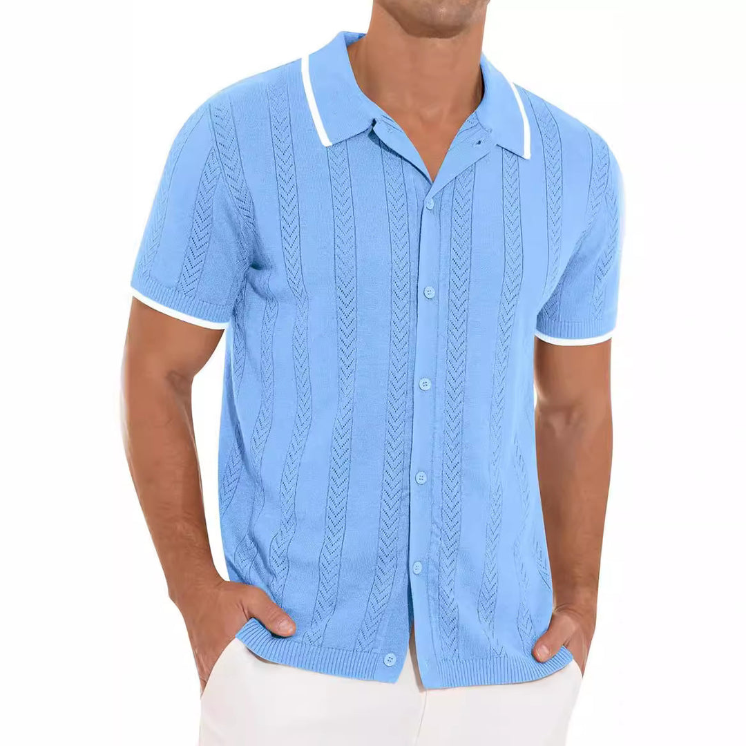 Short sleeve polo shirt for men with textured design Lune London