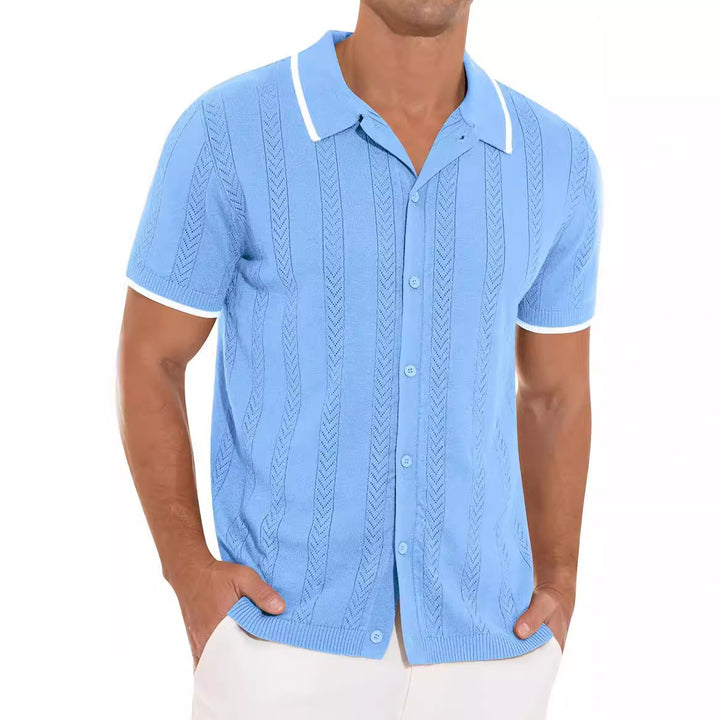 Short sleeve polo shirt for men with textured design Lune London