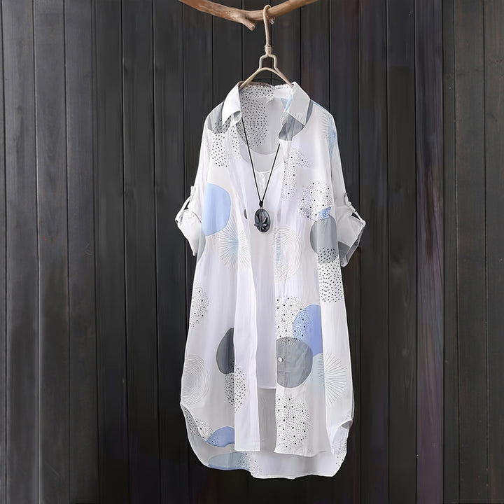 Ladies Lightweight Geometric Print Tunic Shirt Lune London