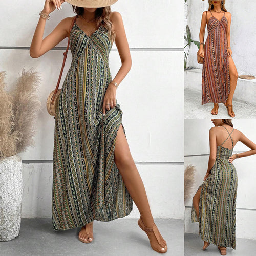 Amarae Women's Bohemian Maxi Dress with Straps
