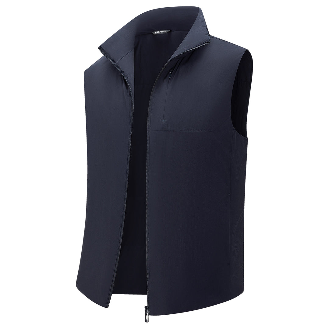 Men's Lightweight Outdoor Vest with Slim Fit, Stand Collar and Two-Way Zipper Amarae