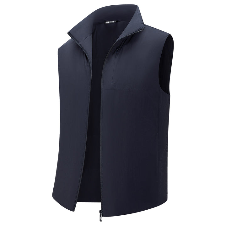 Men's Lightweight Outdoor Vest with Slim Fit, Stand Collar and Two-Way Zipper Amarae