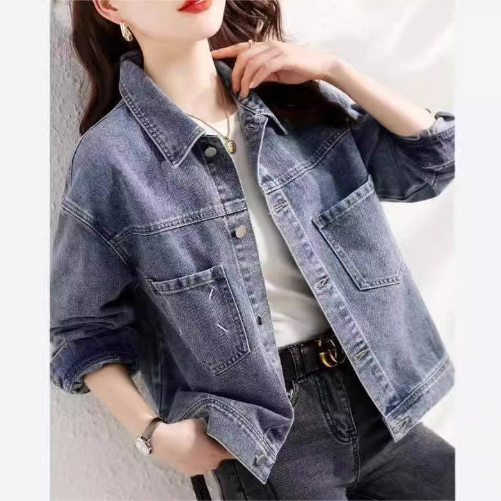 Veste en denim pour femmes avec coupe surdimensionnée à la mode Chic & Stil