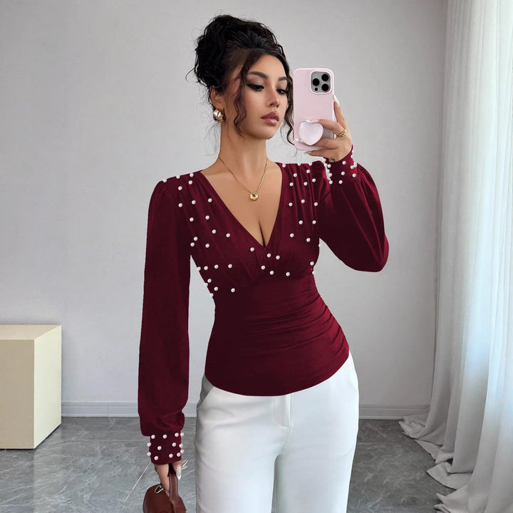 Chemisier élégant pour femmes avec décolleté en V et décoration Chic & Stil