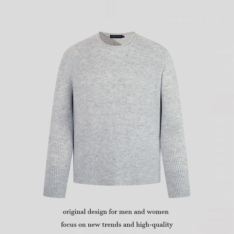 Men's fine-knit round neck sweater with ribbed structure and raglan sleeves Amarae