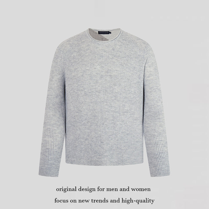 Men's fine-knit round neck sweater with ribbed structure and raglan sleeves Amarae