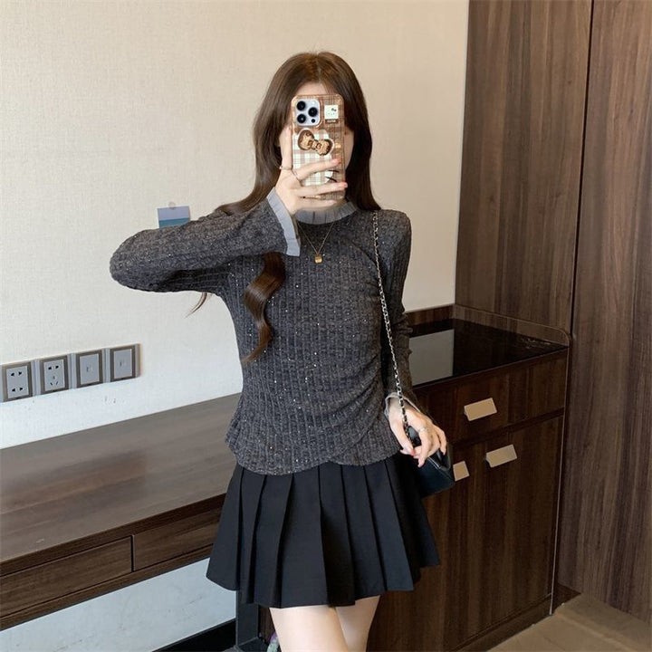 Pull fin tricot élégant pour femmes avec col décoratif Chic & Stil
