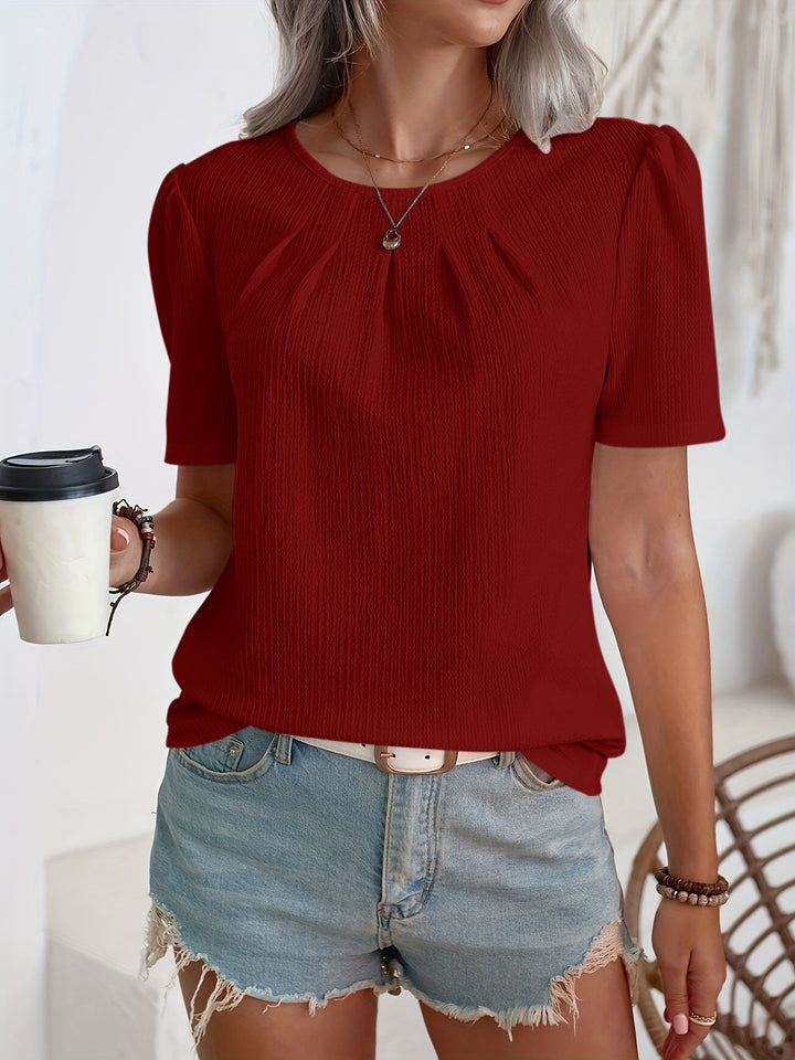 Women's Fashion Top with Textured Design and Puff Sleeves Lune London