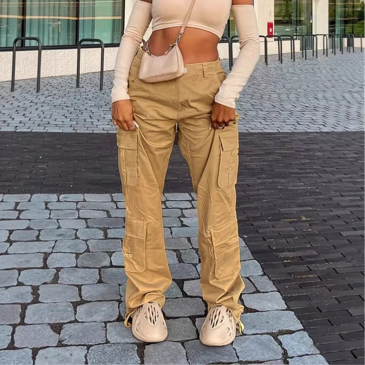 Women Cargo Pants in Relaxed Wide-Leg with Multiple Pockets and Reinforced Seams Amarae