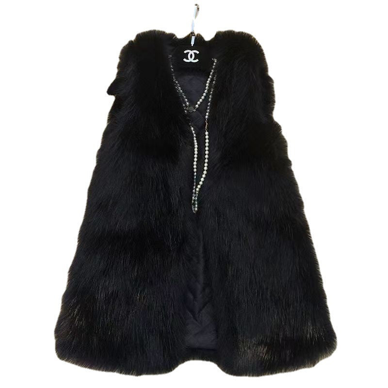 Women Elegant Faux Fur Vest with Trendy Chic Cut and Style