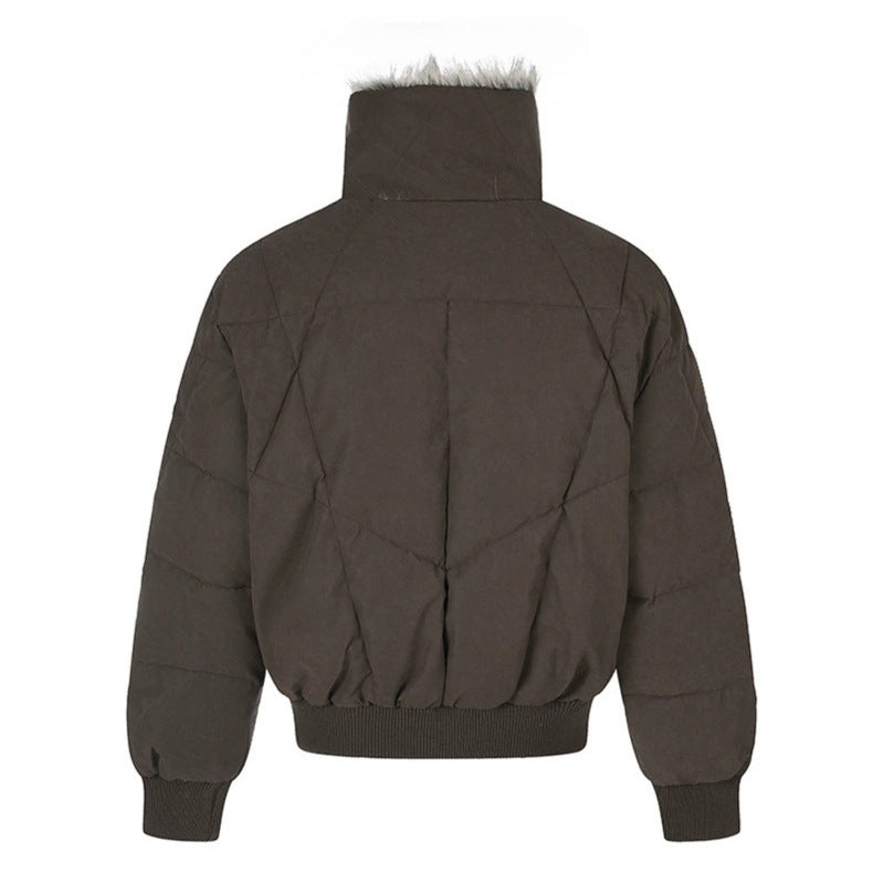 Women's quilted bomber jacket with faux fur trim, high stand-up collar and diagonal zip pockets Amarae