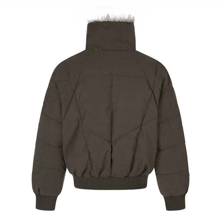 Women's quilted bomber jacket with faux fur trim, high stand-up collar and diagonal zip pockets Amarae