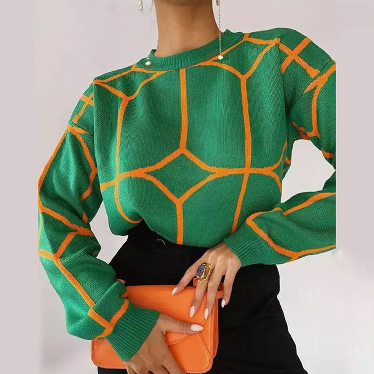 Knitted patterned sweater for women with a modern graphic design Lune London