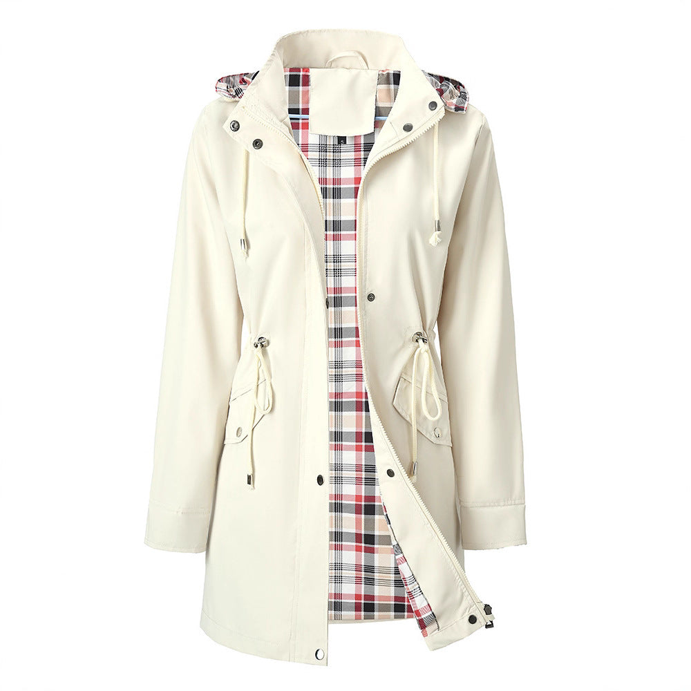 Veste de transition pour femmes avec taille ajustable et motif à carreaux invitant Chic & Stil