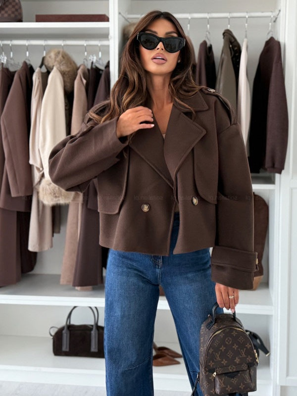 Ladies oversized trendy jacket with lapel collar and large buttons Lune London